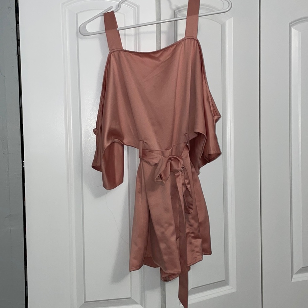 Pink off the shoulder romper
